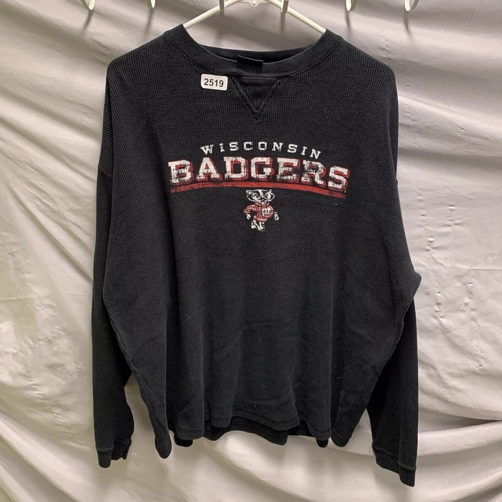 Wisconsin Badgers Shirt Adult Extra Large Black Long Sleeve Basketball Men's